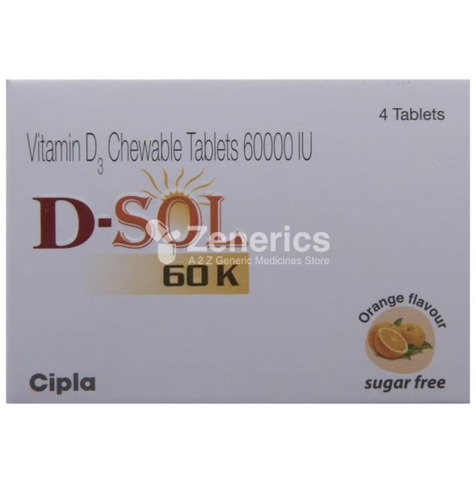 D-Sol 60K Vitamin D3 Chewable Tablet Orange - Image 2