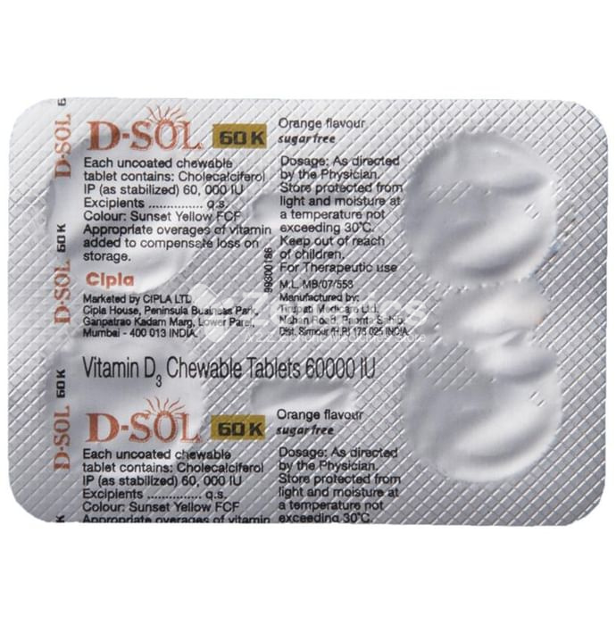 D-Sol 60K Vitamin D3 Chewable Tablet Orange - Image 5