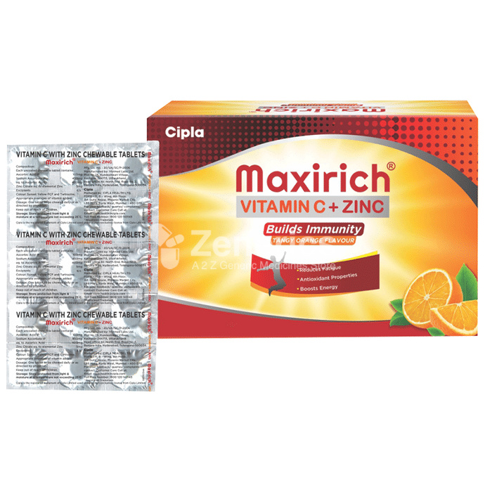 Maxirich Vitamin C+Zinc Chewable Tablet Tangy Orange - Image 2