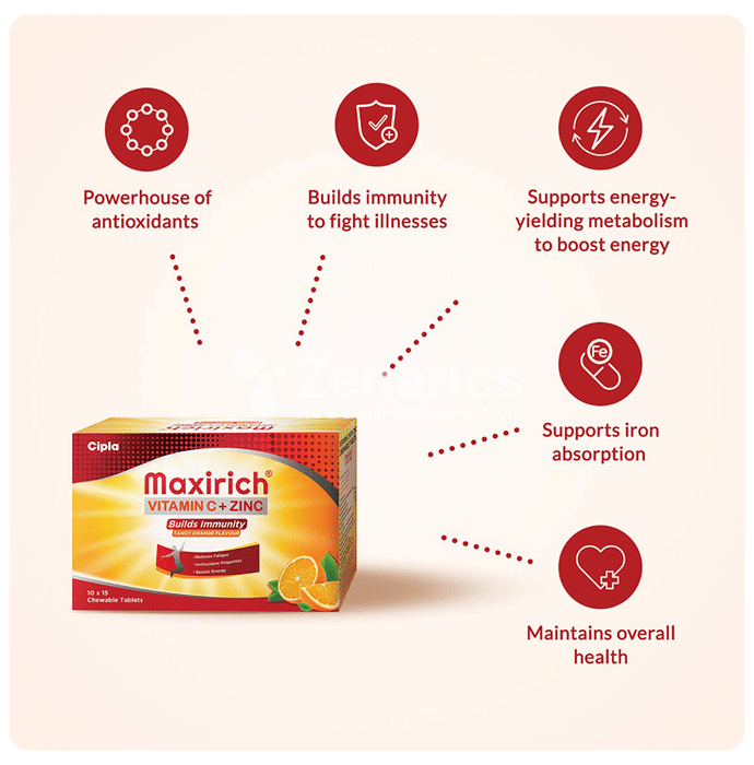 Maxirich Vitamin C+Zinc Chewable Tablet Tangy Orange - Image 3