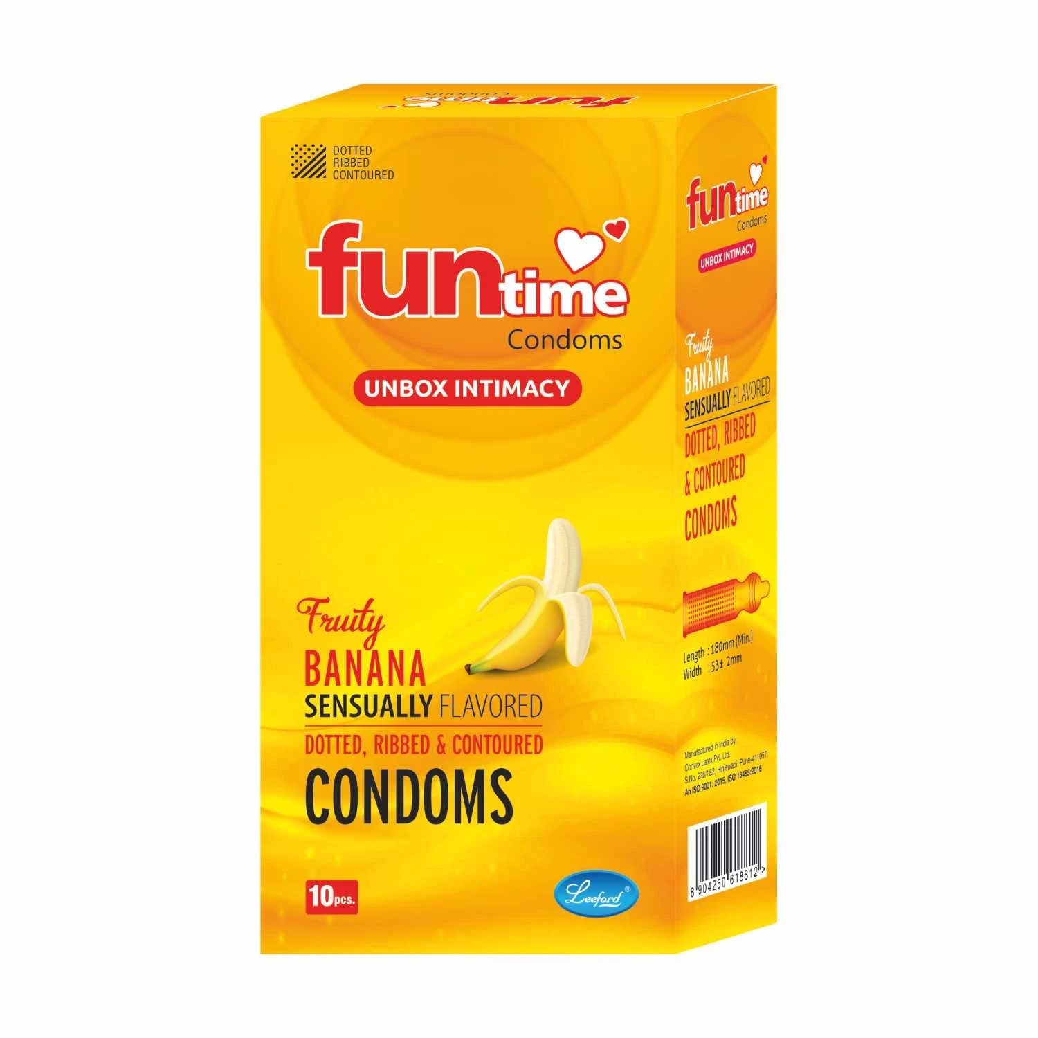 Funtime Dotted, Ribbed & Contoured Condom Fruity Banana