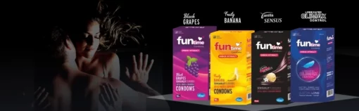 Funtime Dotted, Ribbed & Contoured Condom Black Grapes - Image 10